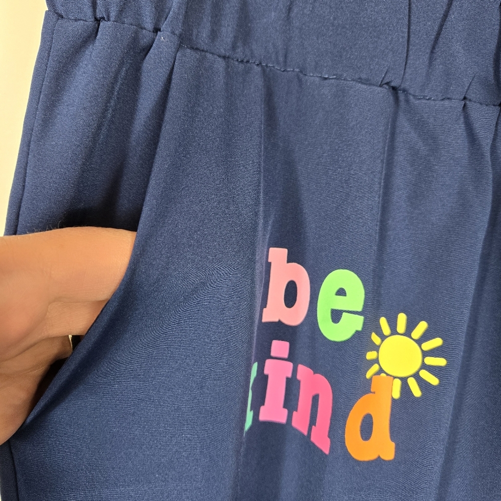 Be Kind Blue Scrub Jogger Elastic Drawstring Pull On Pants Womens Size XL - Picture 6 of 16